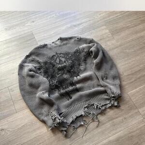 Y2k 2000s grunge distressed sweater